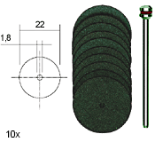 Conjunto de 10 discos de corte em Corindo com aplicador, Ø22mm